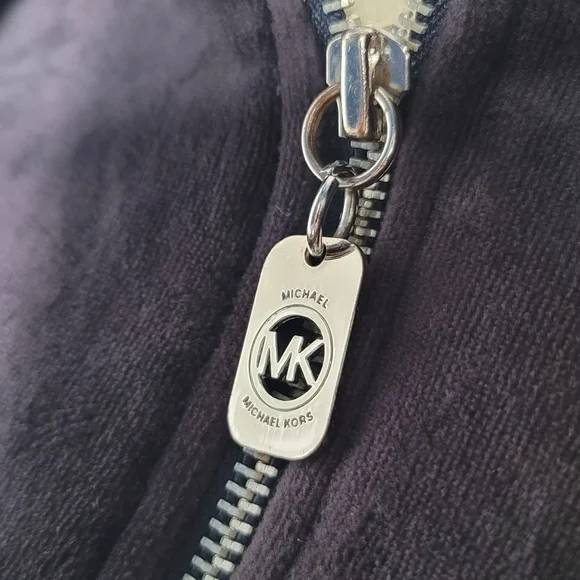 MK Michael KORS Purple Velour Full Zip Jacket Coat Sweatshirt Large Y2K - Picture 4 of 8